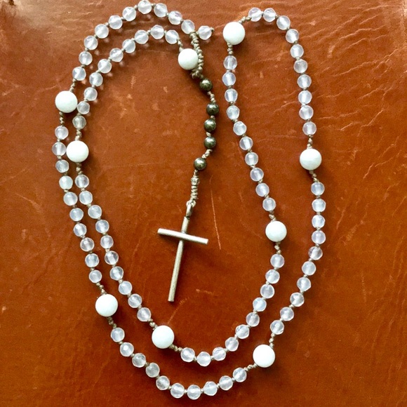 Moonlight🌕ak- White Agate and 🌕Stone Rosary 📿 - Picture 3 of 8